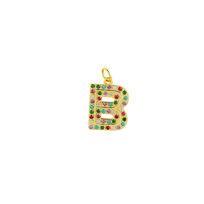 Pendentif lettre B en argent sterling avec zircone colorée