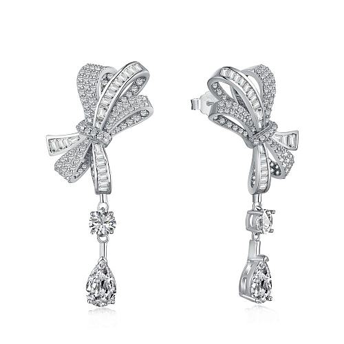 Luxury Zirconia Bowknot Tassel Stud Earring