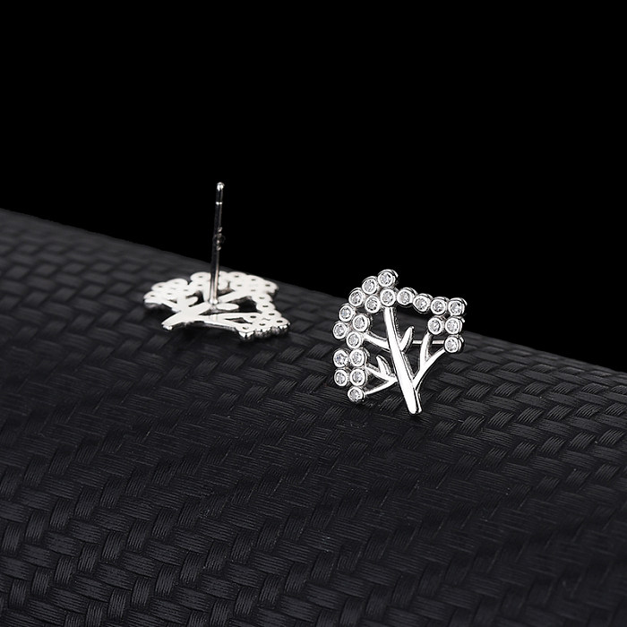Cubic Zirconia Lucky Tree Stud Earring