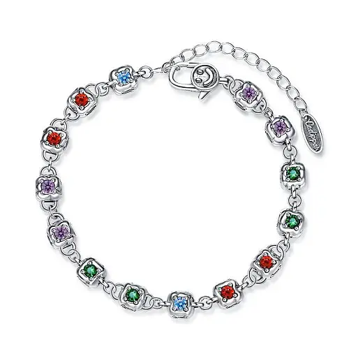 Vintage Zirconia Cube Zirconia Chain Bracelets
