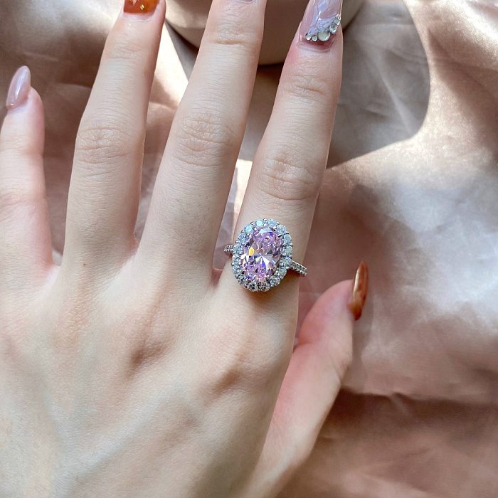 Sterling Silver Zirconia Oval Solitaire Ring