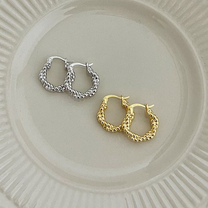 Sterling Silver Twisted French Lock Hoop Earring