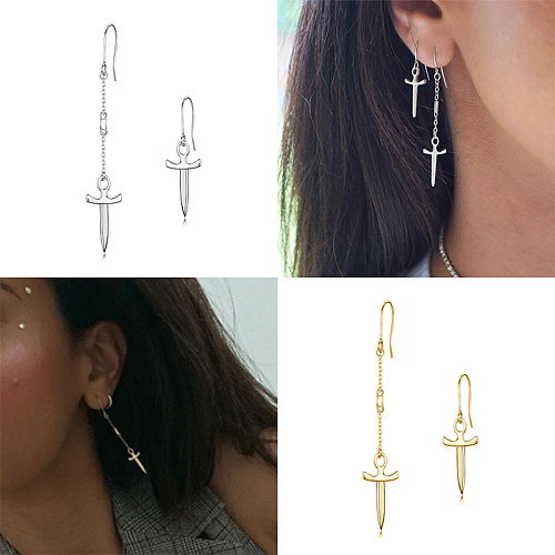 Sterling Silver Gothic Knife Dangle Earring