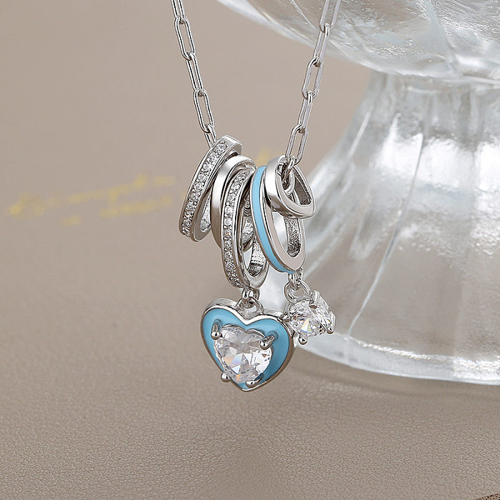 Enamel Heart Circles Zirconia Necklaces