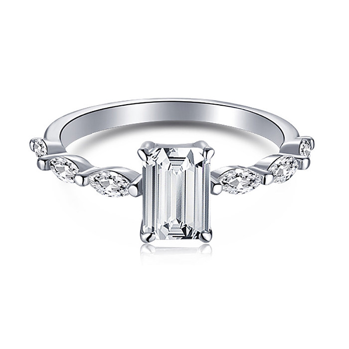 Sparkle Rectangle Zirconia Solitaire Ring