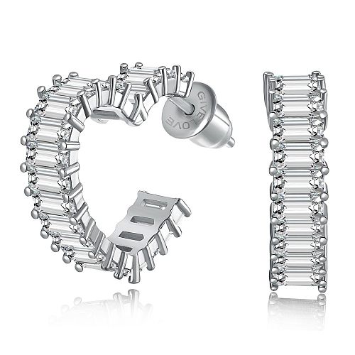 Luxury Zirconia Heart Stud Hoop Earring