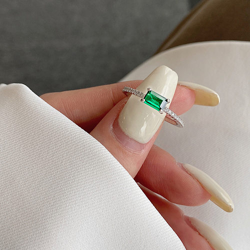 Unique Emerald Zirconia Solitaire Ring
