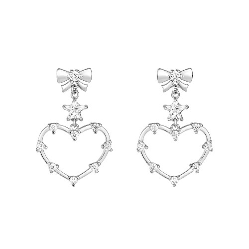 Cubic Zirconia Love Heart Star Stud Earring