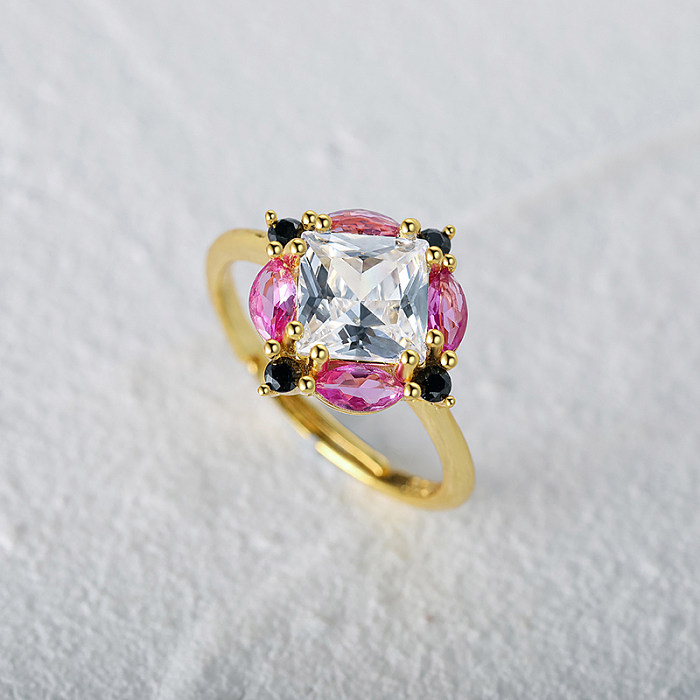Silver Square Zirconia Open Band Ring