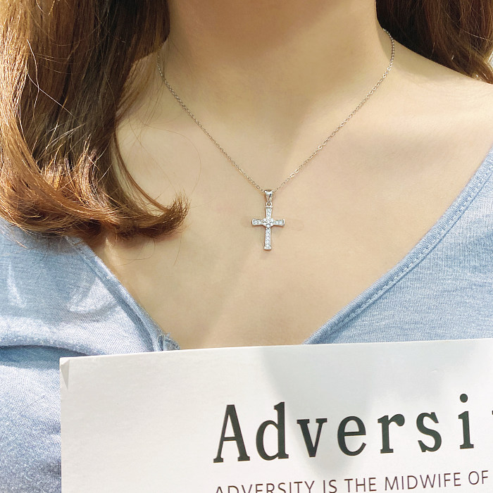 Cubic Zirconia Cross Pendant Necklace