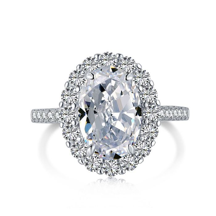 Sterling Silver Zirconia Oval Solitaire Ring