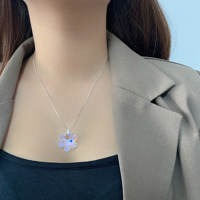 Austrian Crystals Snowflake Pendant Necklace