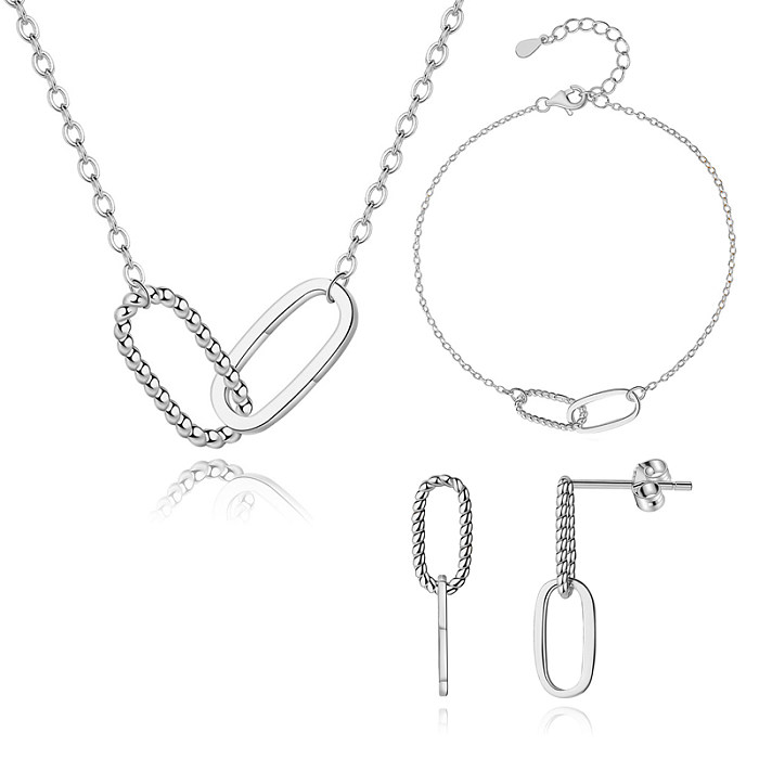 Conjuntos de joias com fivelas torcidas em prata esterlina