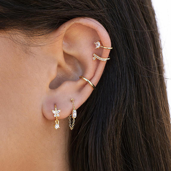 mm Silver Cubic Zirconia Flower Hoop Earring