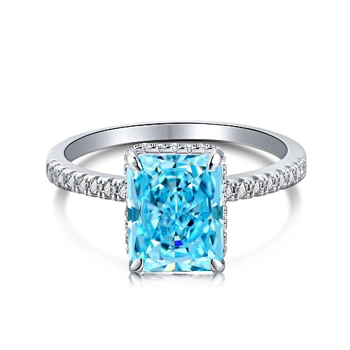 Sterling Silver A Lake Blue Zirconia Solitaire Ring
