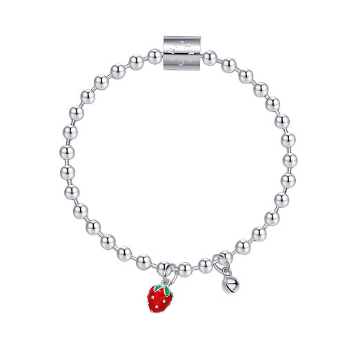 Bracelets fraise en perles d'argent sterling
