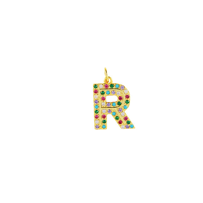 Pendentif lettre R en argent sterling avec zircone colorée
