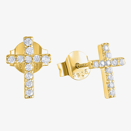 Sterling Silver Zirconia Cross Stud Earring