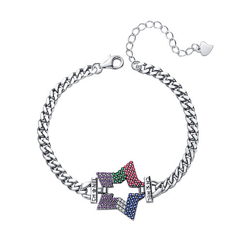 Bracelets chaîne étoile en zircone arc-en-ciel