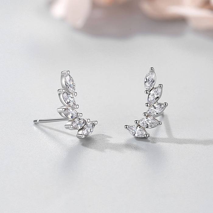 Sterling Silver Zirconia Wings Stud Earrings