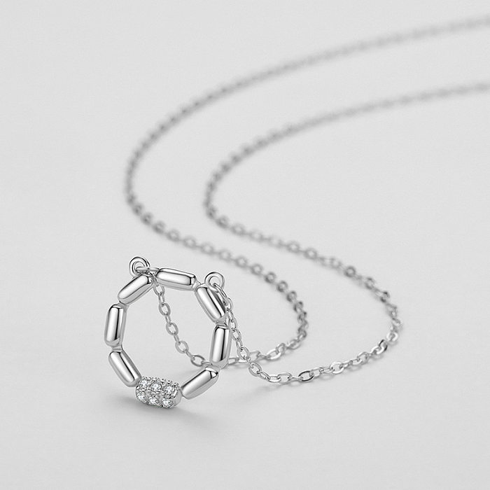 Sterling Silver Zirconia Round Necklaces