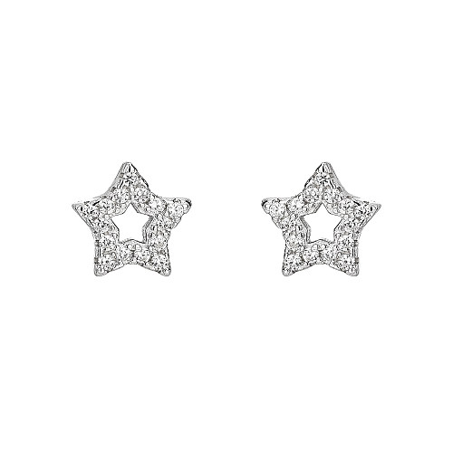 Silver Cubic Zirconia Star Stud Earring