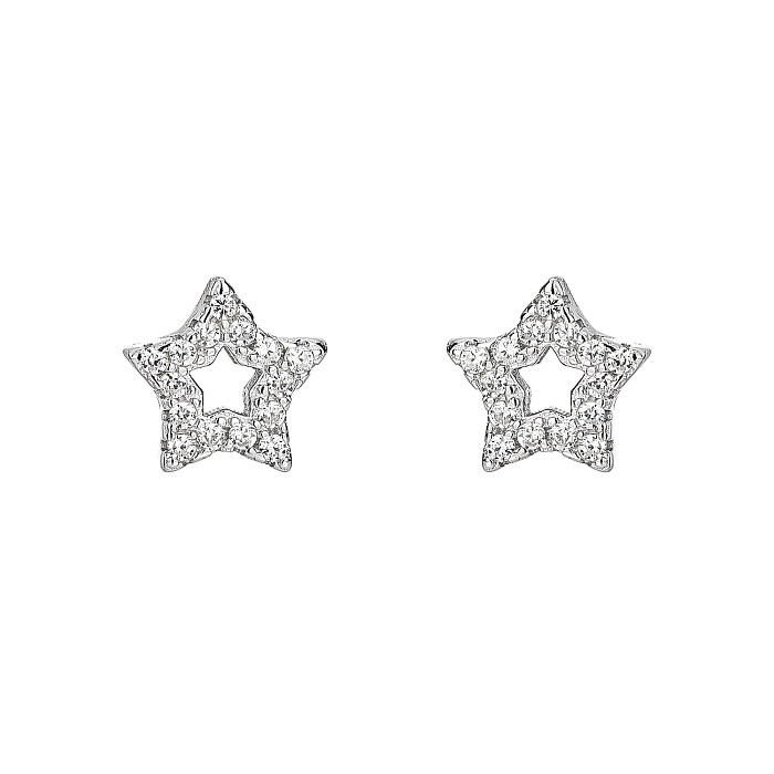 Brinco estrela de zircônia cúbica prateada