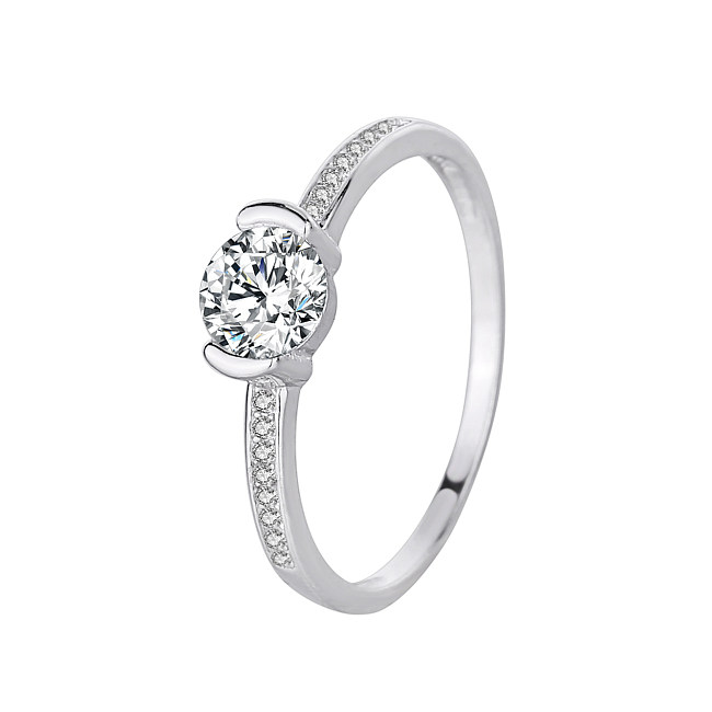 Silver Cubic Zirconia Solitaire Ring