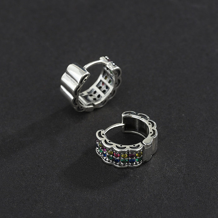 Vintage Two Rows Zirconia Hoop Earrings
