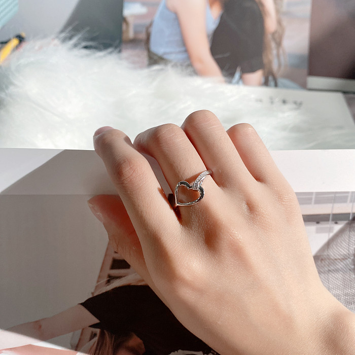 Silver Cubic Zirconia Heart Ring