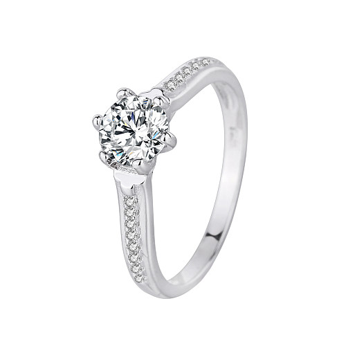 Silver Cubic Zirconia Solitaire Ring