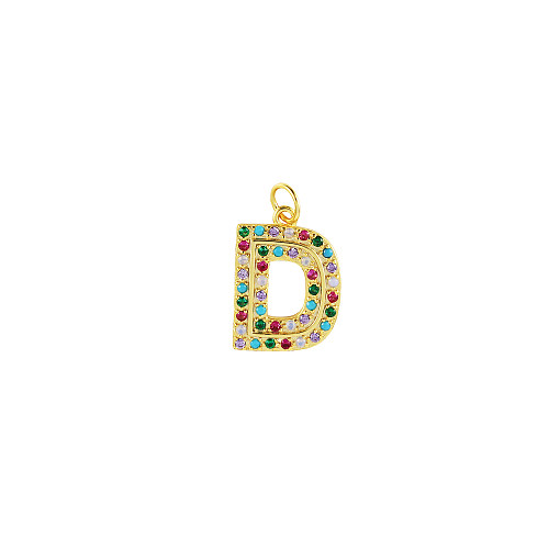 Pendentif lettre D en argent sterling avec zircone colorée