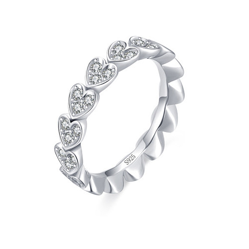 Shiny Hearts Zirconia Stackable Band Ring