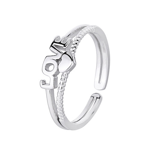 Silver Cubic Zirconia LOVE Band Ring