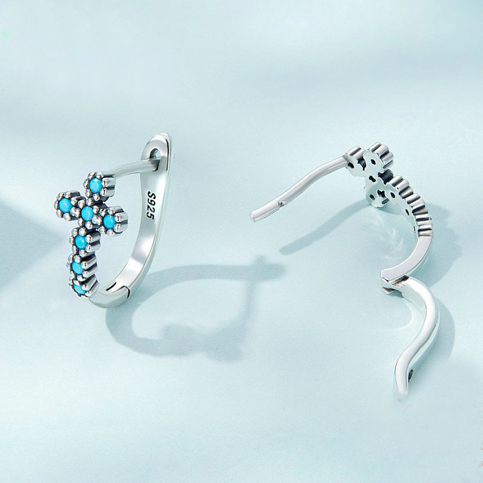 Vintage Turquoise Cross Hoop Earrings
