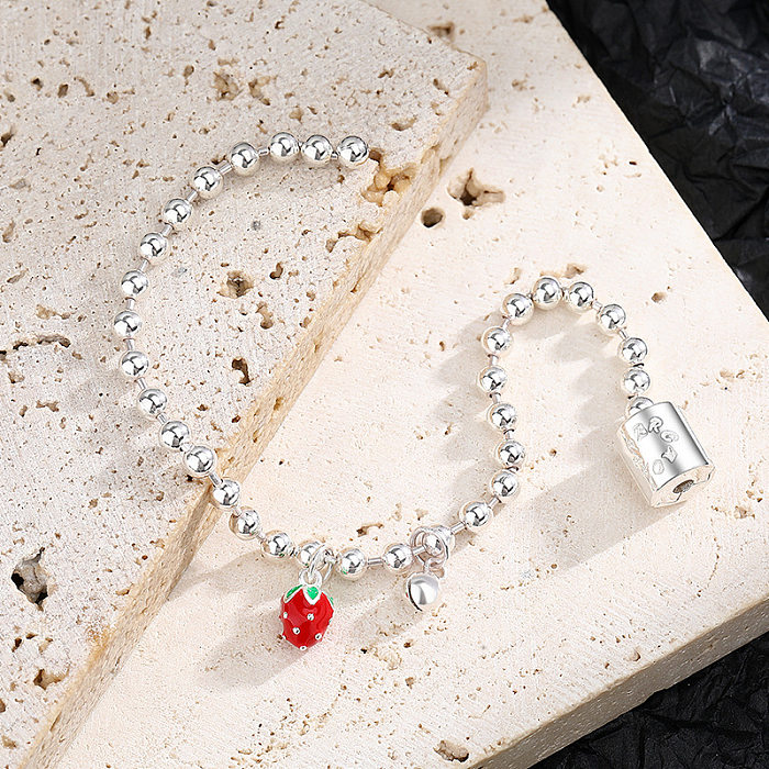 Sterling Silver Beads Strawberry Bracelets