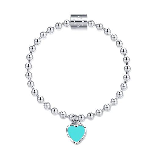 Sterling Silver Beads Heart Chain Bracelets