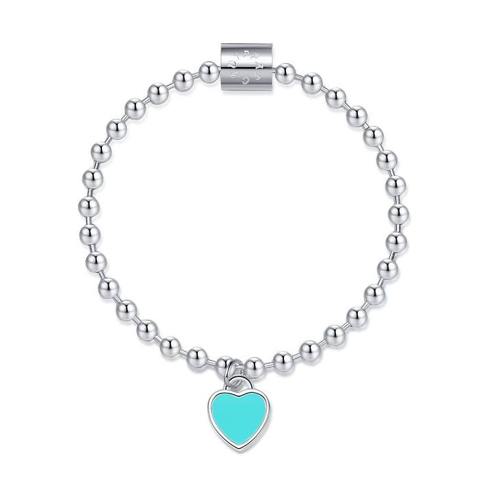 Sterling Silver Beads Heart Chain Bracelets