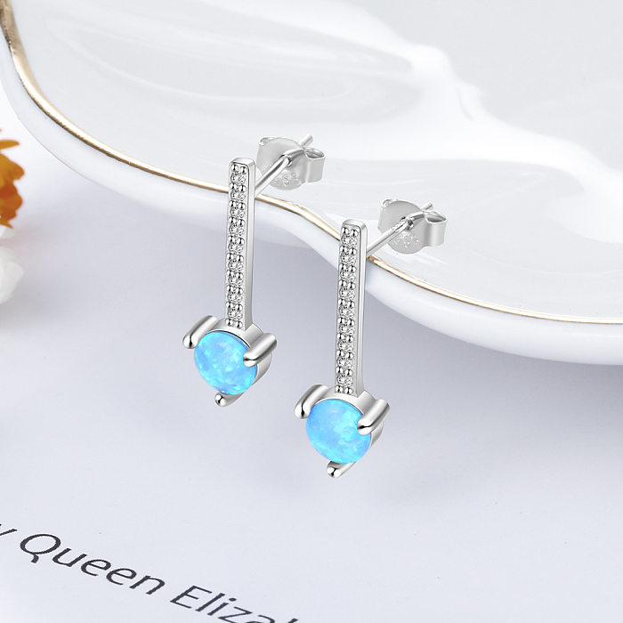 Zirconia Hearts Opal Party Stud Earring