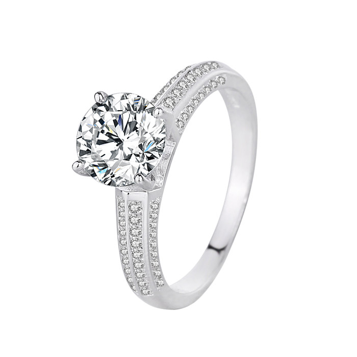 Silver Cubic Zirconia Solitaire Ring