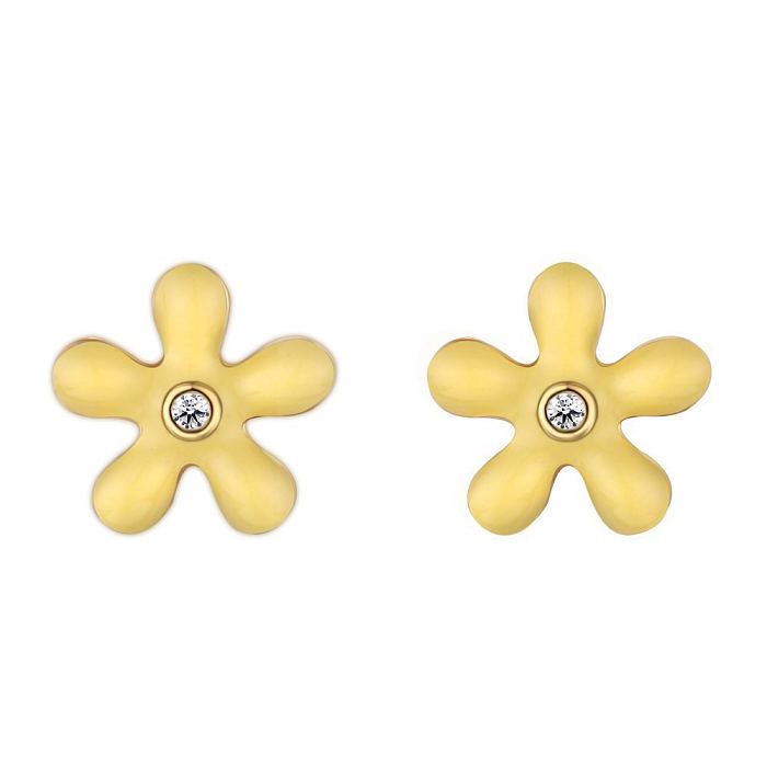 Sterling Silver Enamel Flower Stud Earrings