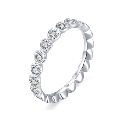 Sparkle Hearts Zirconia Stackable Band Ring