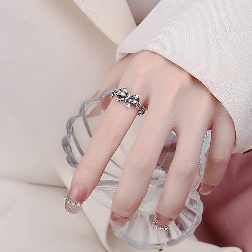 Anéis abertos com arco vintage em prata esterlina