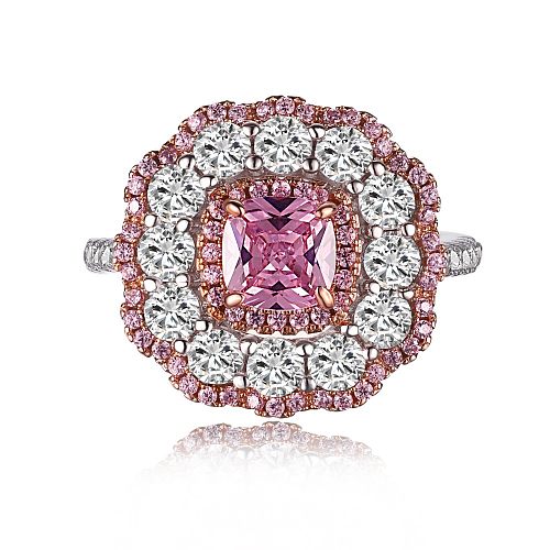 Sterling Silver A CZ Pink Solitaire Ring