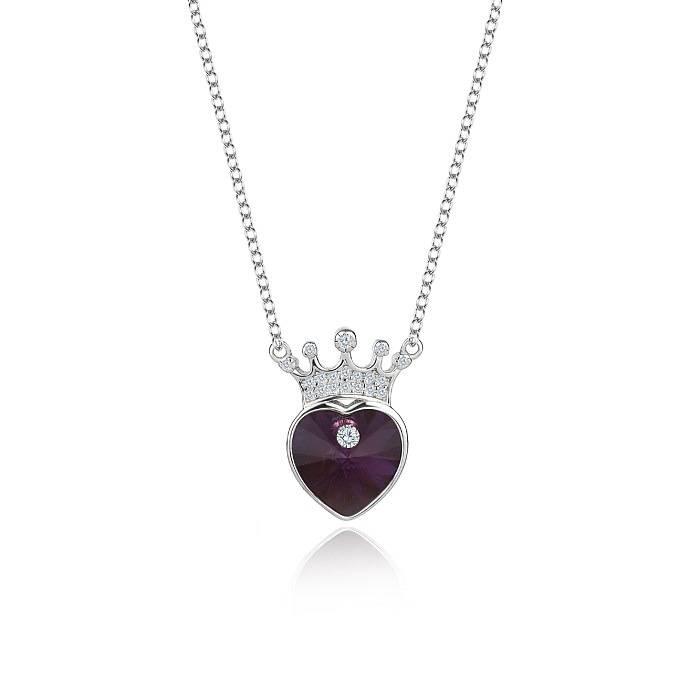 Austrian Crystals Love Heart Cubic Zirconia Crown Necklace
