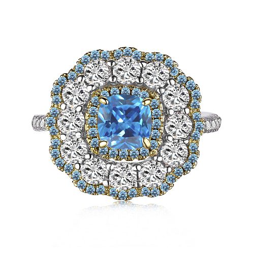 Sterling Silver A CZ Blue Solitaire Ring