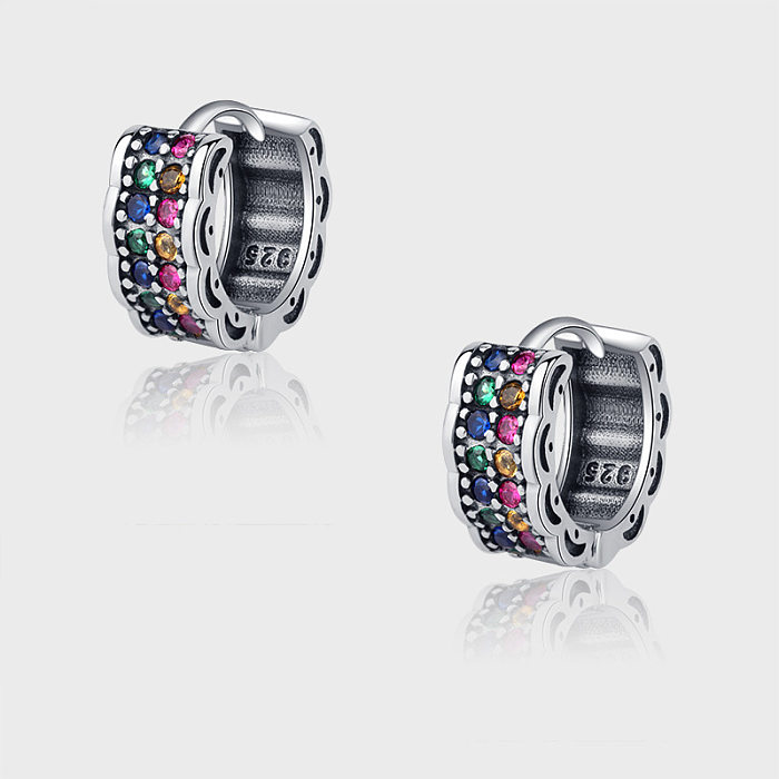 Vintage Two Rows Zirconia Hoop Earrings