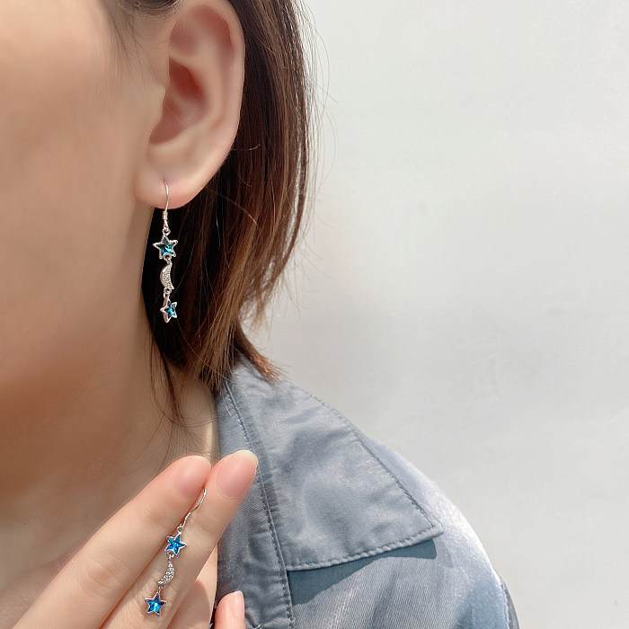 Boucles d'oreilles pendantes avec cristaux autrichiens, papillon, zircone cubique, étoile, lune