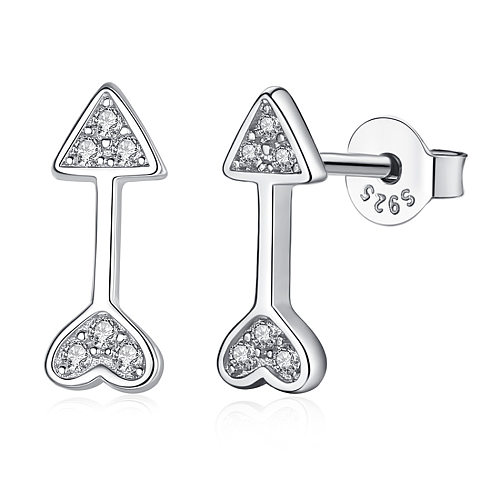 Sterling Silver Zirconia Arrows Stud Earrings