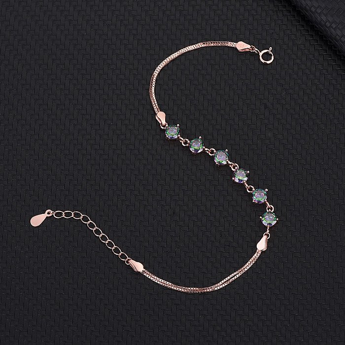 Silver Cubic Zirconia Chain Bracelet